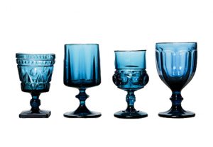 Vintage Drink Ware Als Gl Cups Br Goblets Crystal Teal Blue Goblets