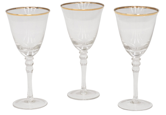 Matching Gold Rim Wine Goblets – Mexico