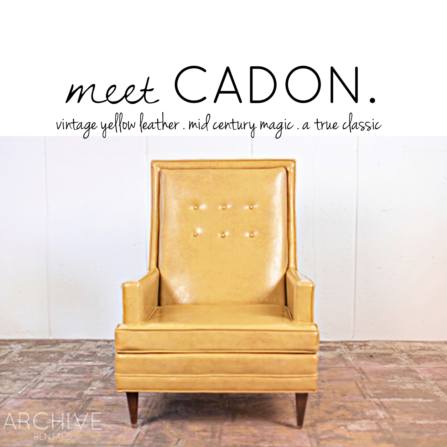 Archive Vintage Rentals Cadon Yellow Leather Armchair