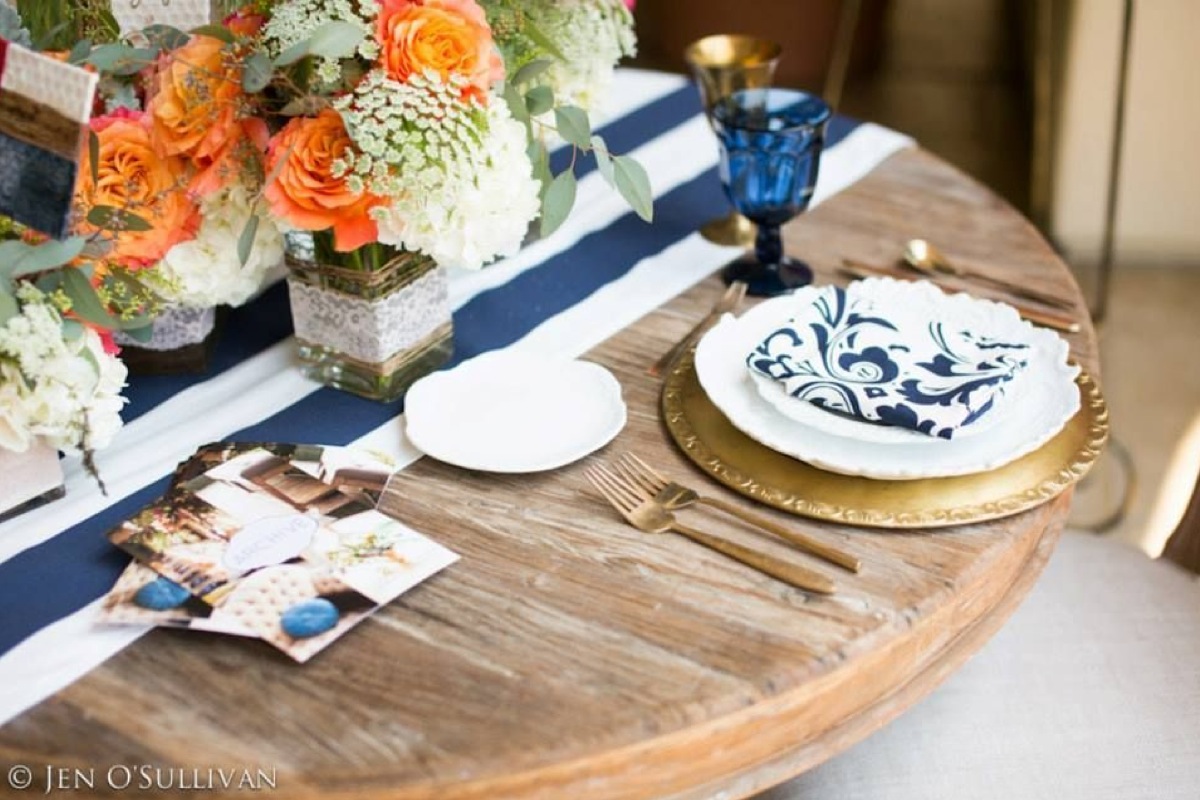 Archive Vintage Rentals White China, Gold Chargers and Gold Flatware on our Oxford Table.