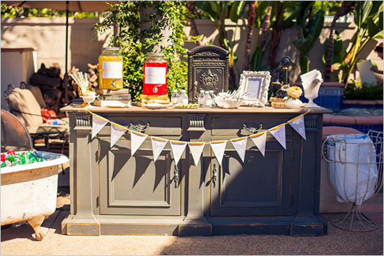 Archive Vintage Rentals Laurel Buffet made the perfect drink station!