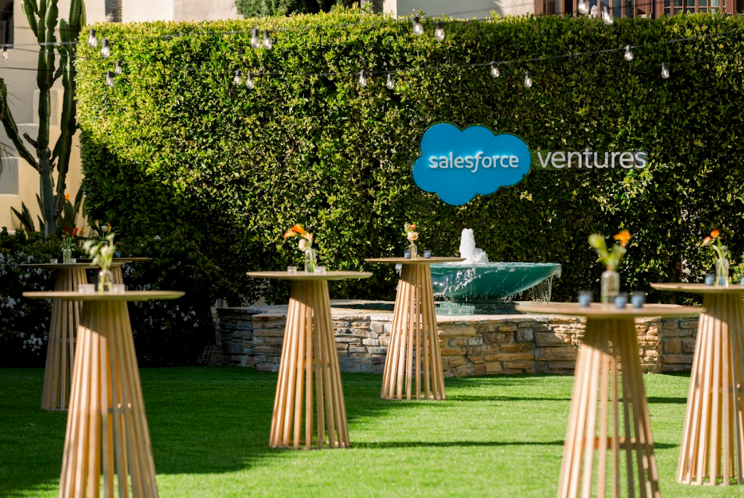 Salesforce Ventures Corporate Event - Archive Rentals - Estancia La Jolla-Crete bar table-brown-wood